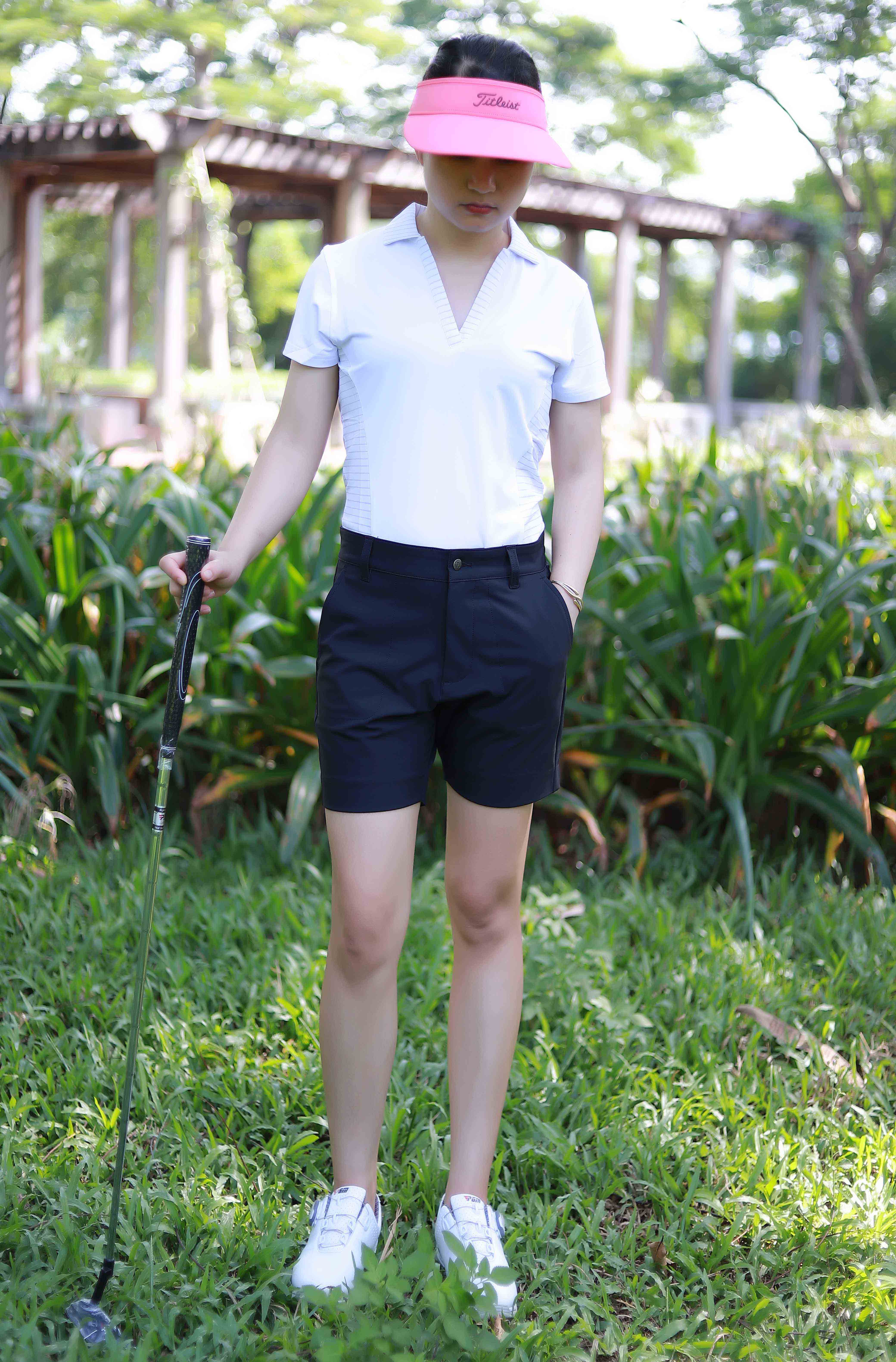 Polo Golf Nữ Footjoy FJ Women's Short Sleeve Open Placket Stretch Pique Shirt (35)